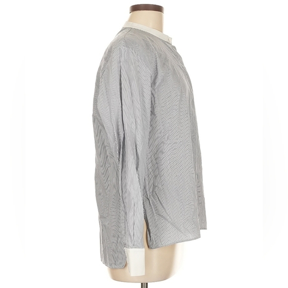 Fendi Striped Cotton Mock Neck Button Blouse - EU 42 / US 6 - EUC - Picture 3 of 13